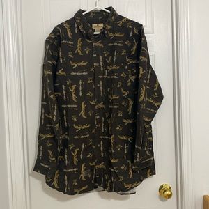 WOOLRICH Men’s Brown Wildlife Chamois Shirt Size Large ( 117 A)